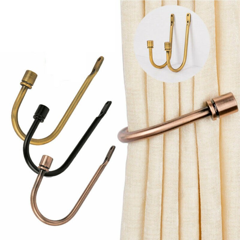 1x Heavy Duty Metal Window Curtain Hooks Drape Holdback Tie-back Wall Hangers