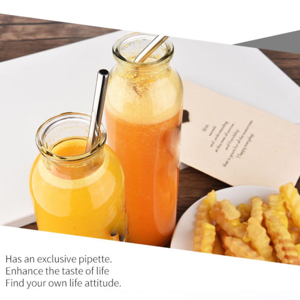 304 Stainless Steel Scratch-Resistant Straw Set Paper Card With Cleaning Sweep Curved Stainless Steel Straw Set