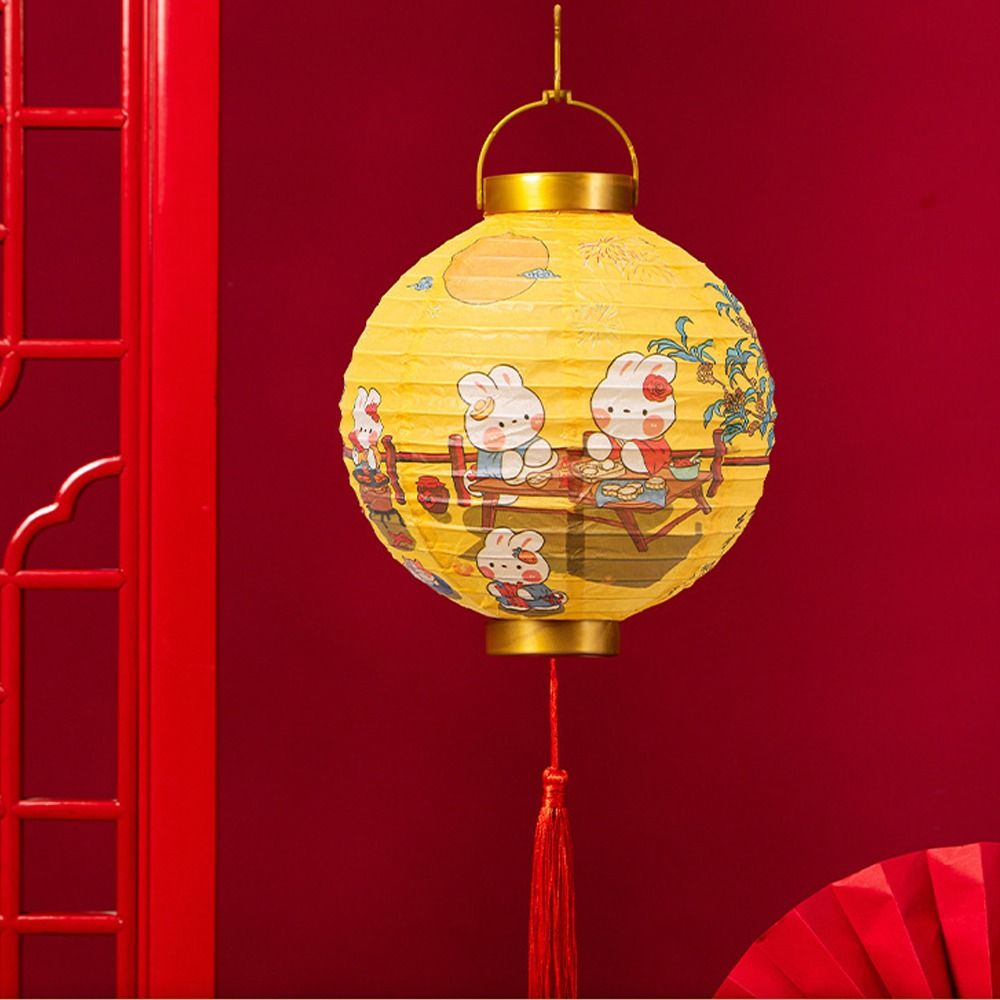 Chinese Style Chinese Style Lantern Cute Rabbit Traditional Festival Festival Antique Lantern Hanging Good Luck: Dark Khaki