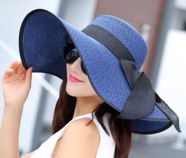 24colors Womens Sun Straw Hat Wide Brim UPF 50 Summer Hat Foldable Roll up Floppy Beach Hats for Women Big Bowknot: 20