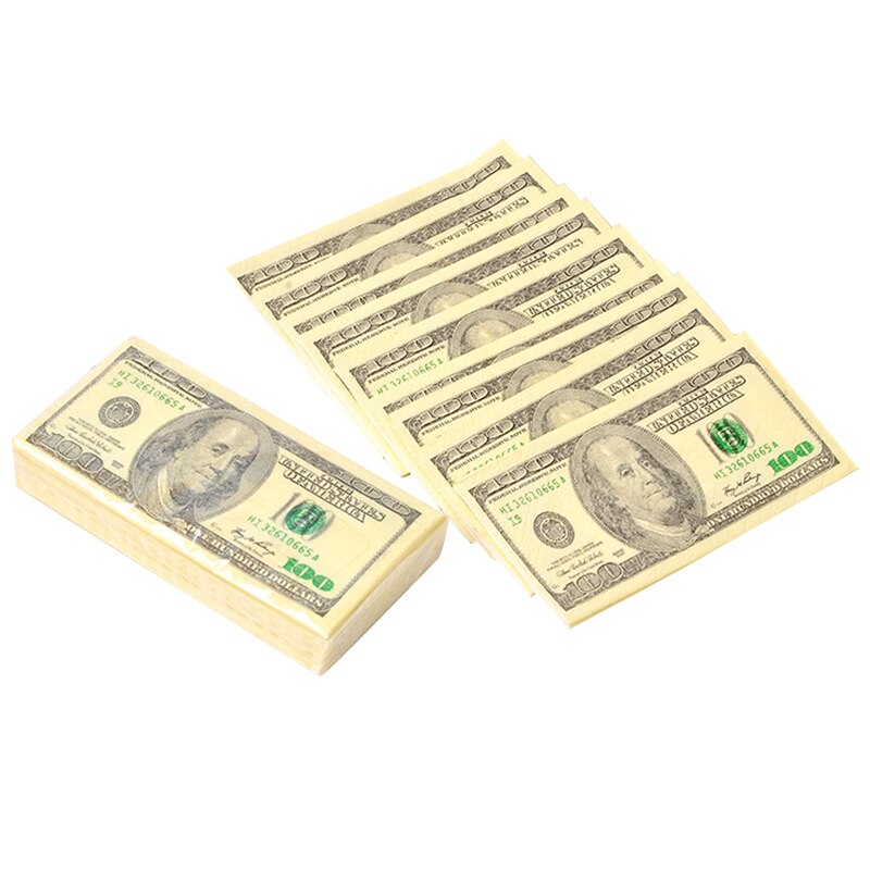 8pcs funny dollar printed paper napkins 3 layers thick paper napkins party supplies
