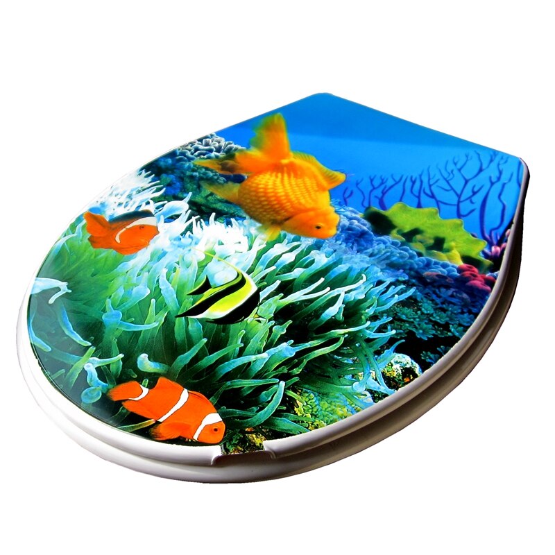 toilet lid cover PP goldfish toilet seat cover set colorful marble effect toilet seat