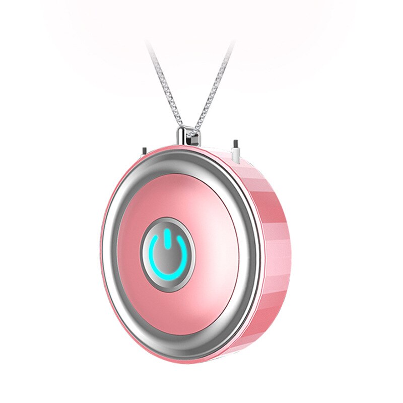 Mini Portable Air Purifier Wearable Air Purifier Necklace USB Air Cleaner Personal Negative Ion Generator: Pink
