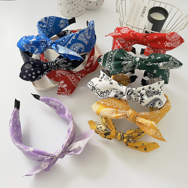 Paisley bandana hårbånd til kvinder topknyttet sløjfe pandebånd sød kaninøre turban hovedbind hårbånd pigetilbehør