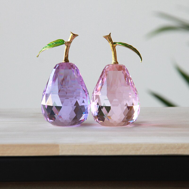 Kleur Kunstmatige Kristallen Glas Peer Fruit Art Decoratie Voor Plated Inrichting Craft Voor Thuis En Bruiloft Decoratie Artikelen: purple