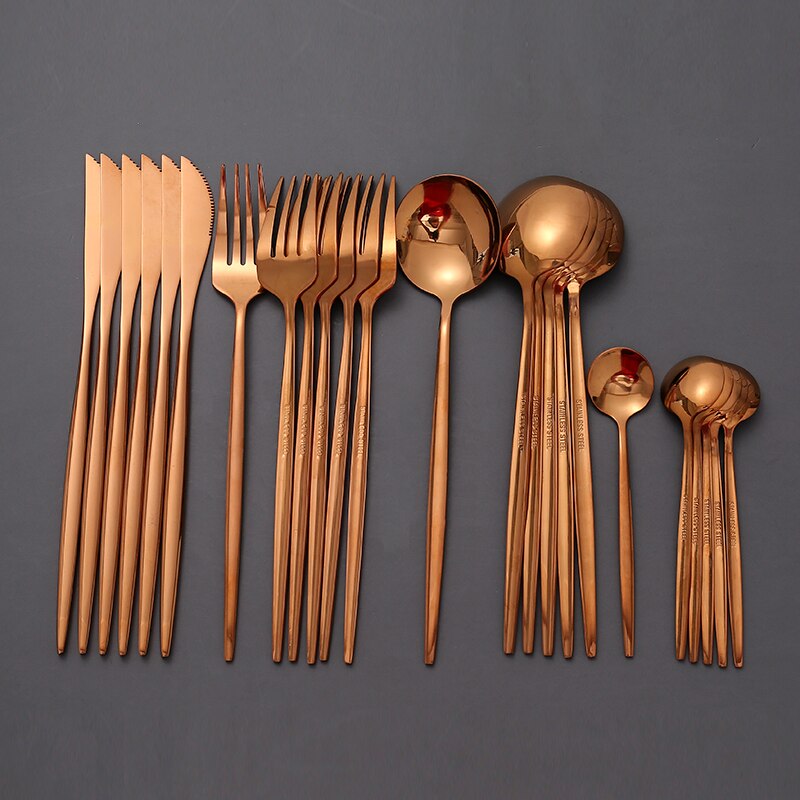 Servise servise rose måke bestikk sett rustfritt stål bestikk til bryllup 24 pc gaffel skjeer kniv sett servise sett