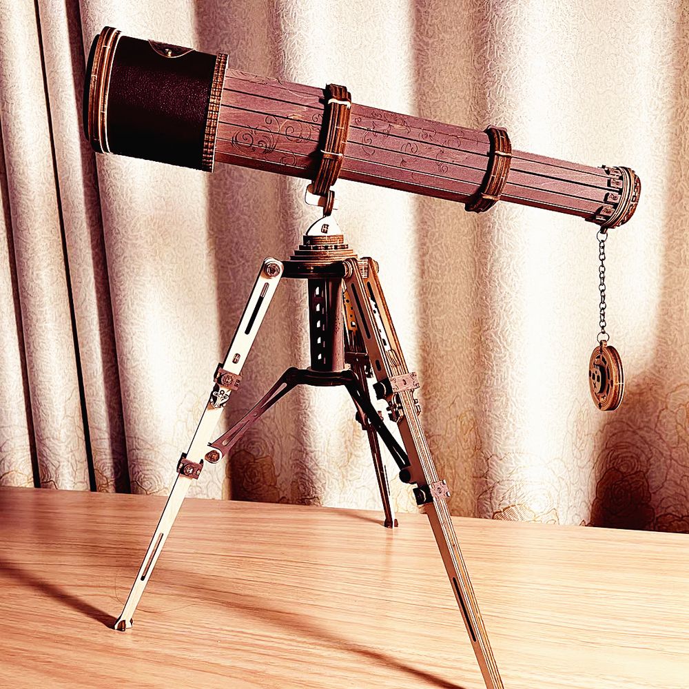 Telescópio monocular artesanal para decoração de casa, criativo Material DIY, Patchwork de madeira, ornamento tridimensional, ZD847