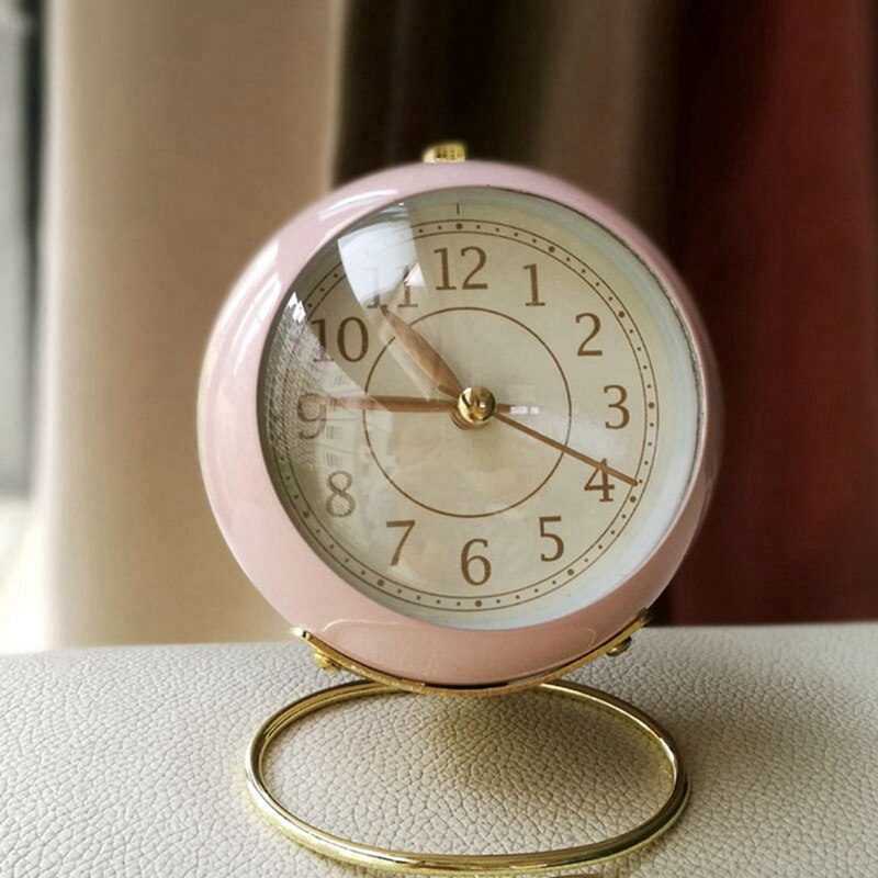2 stk lydløst vækkeur timer metal metal vækkeur klassisk vækkeur desktop alarm, pink & sort