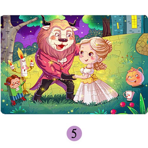 3D Wood Puzzles for Kids 30Pieces Blocks Children Jigsaw Toy Games Cognitive Education Baby Toys Cartoon Animals Puzzle: 5