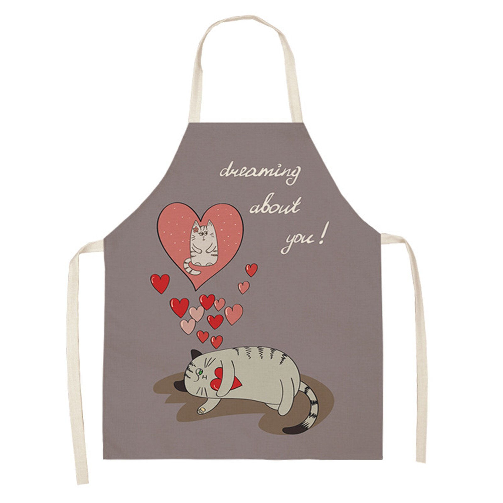 25#Adult Aprons Family Kitchen Accessories Valentine's Day Print Linen Family Aprons Accessories Cleaning Clothes Aprons: B