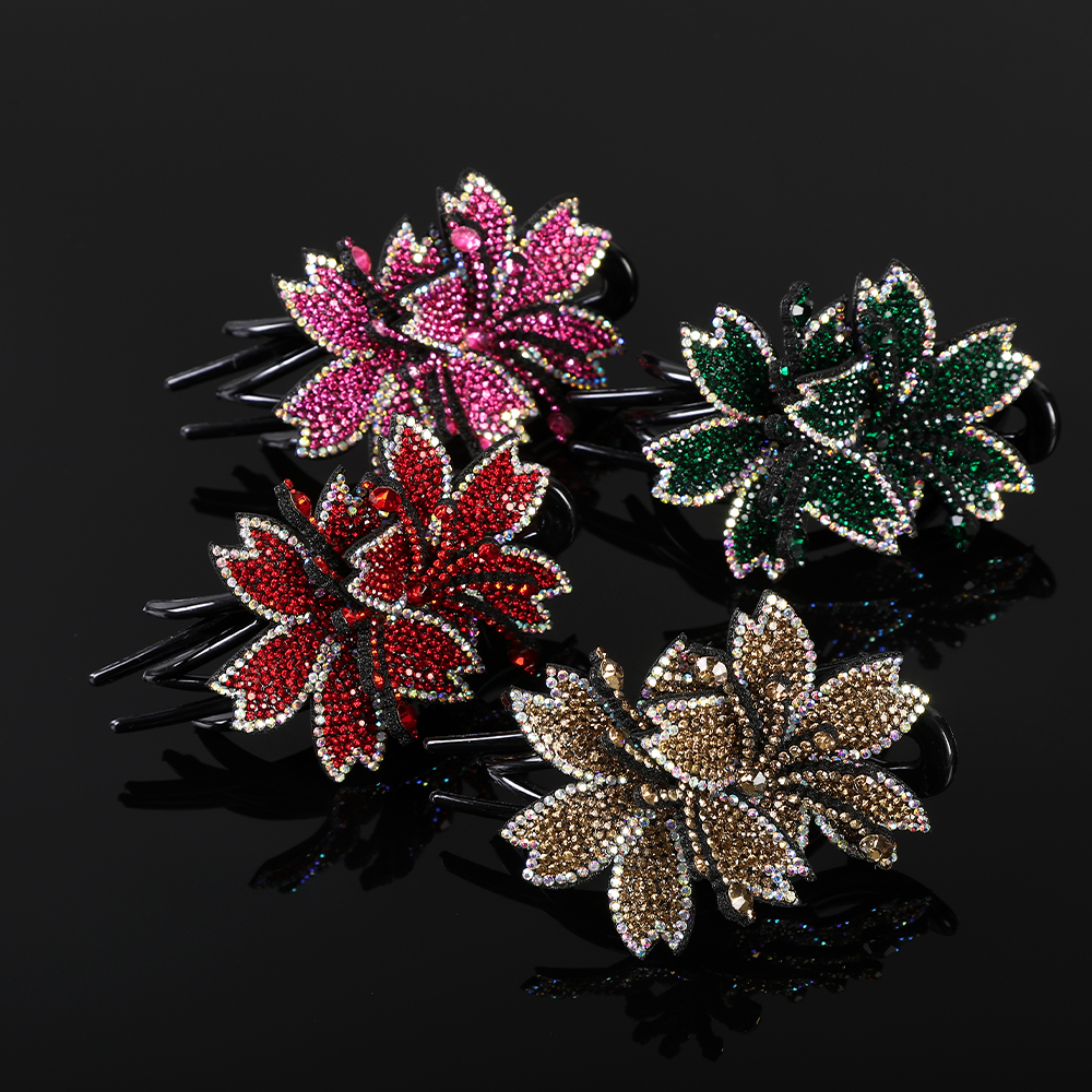 AWAYTR, pinzas para el cabello con diamantes de imitación, horquilla, pasadores de mariposa y flores, pinzas para el cabello de pico de pato Retro para mujer, accesorios para el cabello de cola de caballo