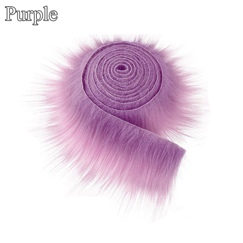 1.5M nastro di pelliccia sintetica abbigliamento fai-da-te cucito soffice cappotto cappuccio cappello nastri nastro rifilatura tessuto pelliccia artificiale per artigianato arredamento: viola