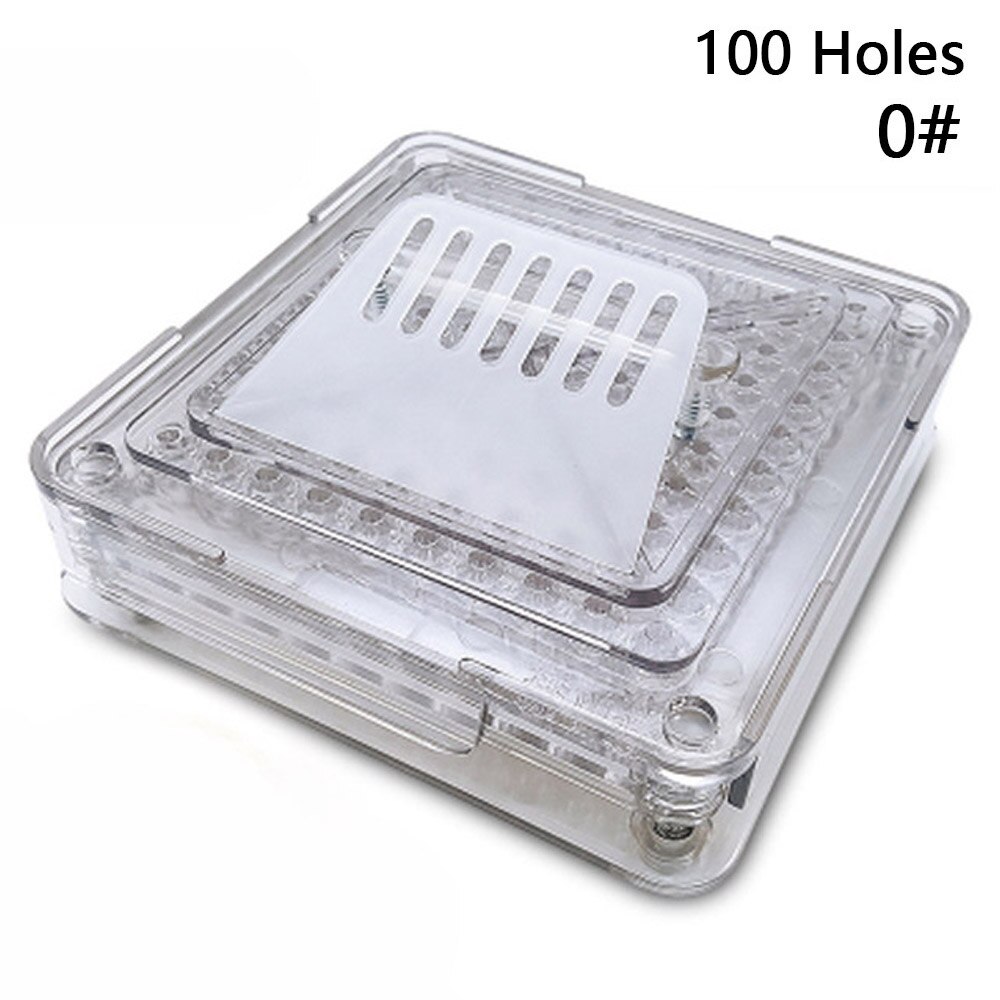100 Holes Manual Capsule Filling Machine Manual Encapsulator Capsule Filling Board #000 #00 #0: White without plate