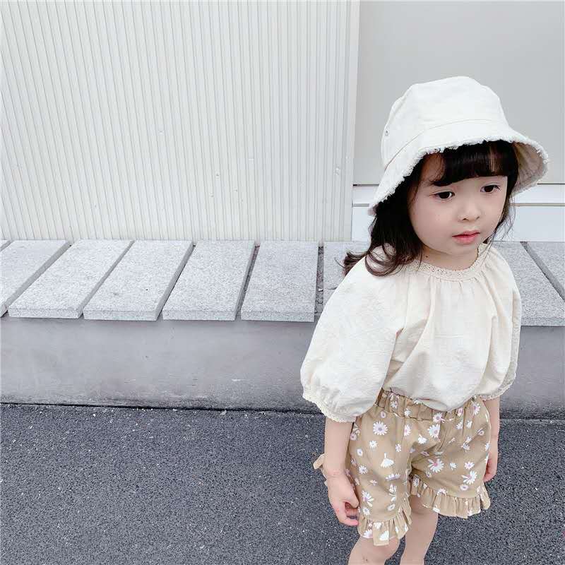 Abbigliamento per bambini 2020 di proprietà nuovi prodotti ragazze Coreano vestito da proprietà del merletto di canapa del cotone camicia a maniche lunghe