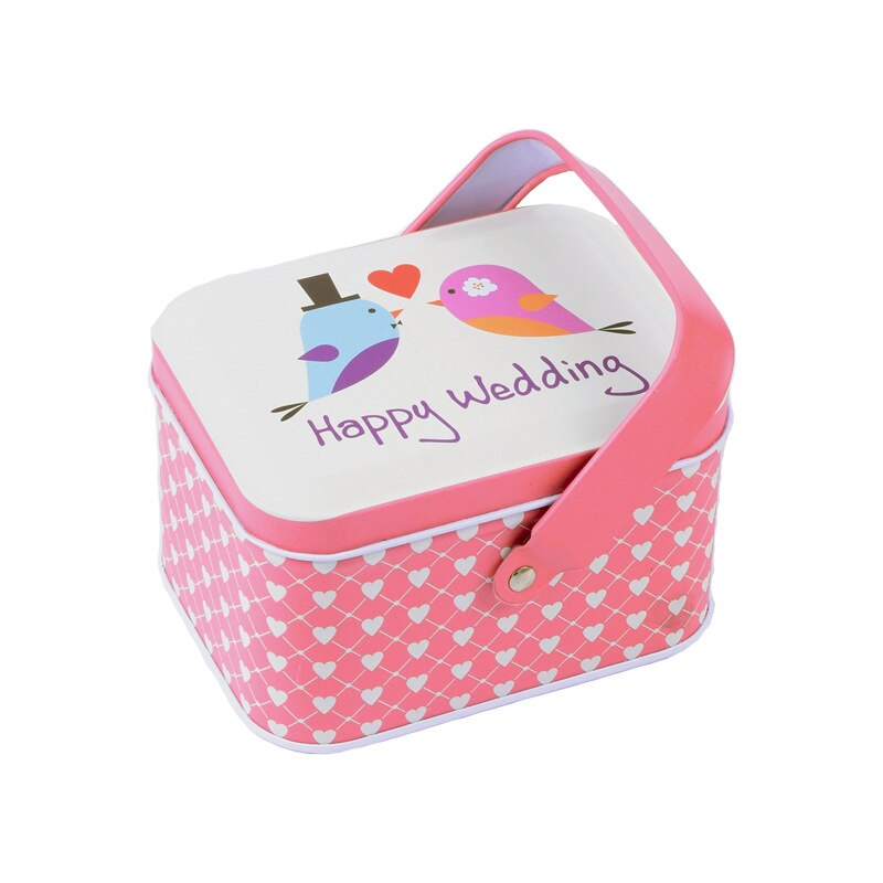 1Pc Metal Handle Storage Box Small Suitcase Organizer Case Sewing Kit Tinbox Candy Cookie Chocolate Packaging Wedding: As picture show 04