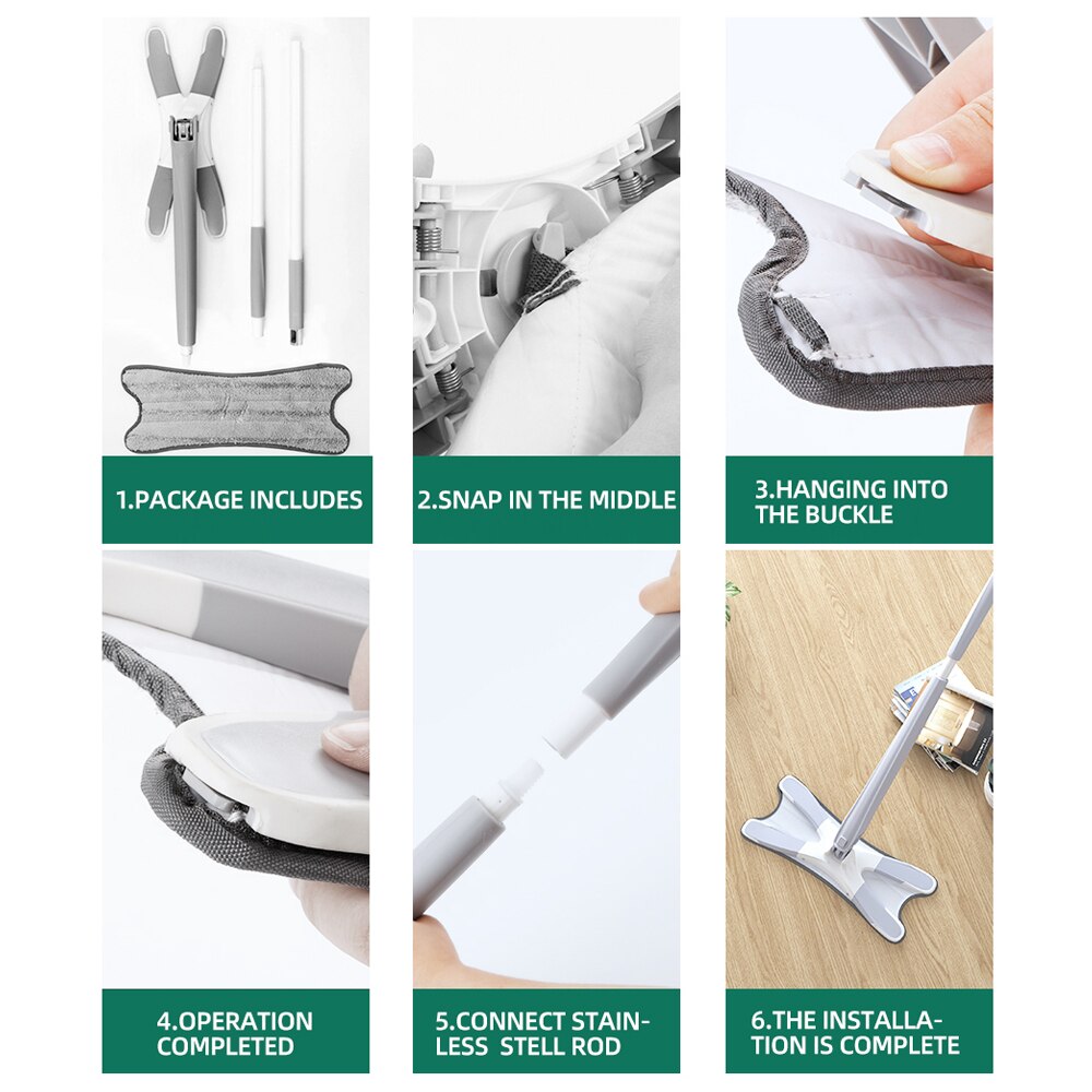 Balai serpillière plat en microfibre de Type X avec tampons de rechange, outil de nettoyage de sol à essorage facile