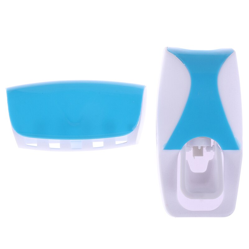 Automatische tandpasta dispenser tandenborstelhouder badkamerproducten wandmontage rek badset tandpasta knijpers: Blauw