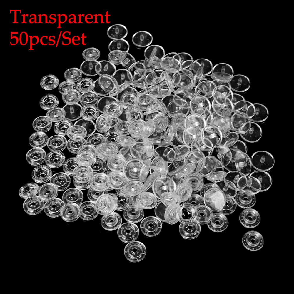 45 sets (180 pcs) duidelijke Transparante Hars Drukknopen Plastic Snaps Fasteners Drukknopen Size T5 Caps Naaien Accessoires: transparent