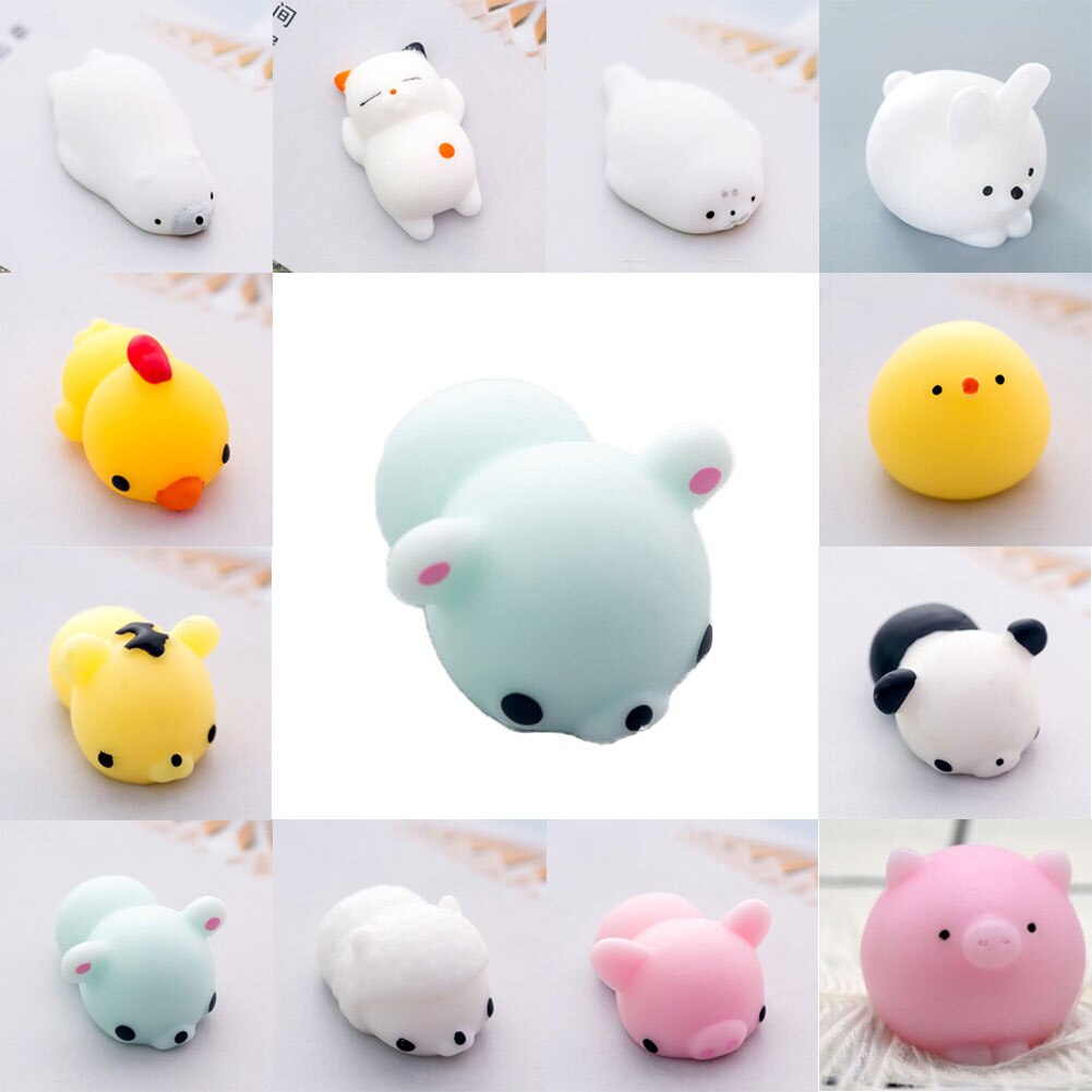 Kawaii eläin mochi squishies lelut söpö mini pehmeä squishy eläimen muoto sika tipu kissa tiikeri stressin helpotus pallot lapset aikuisten lelut: E
