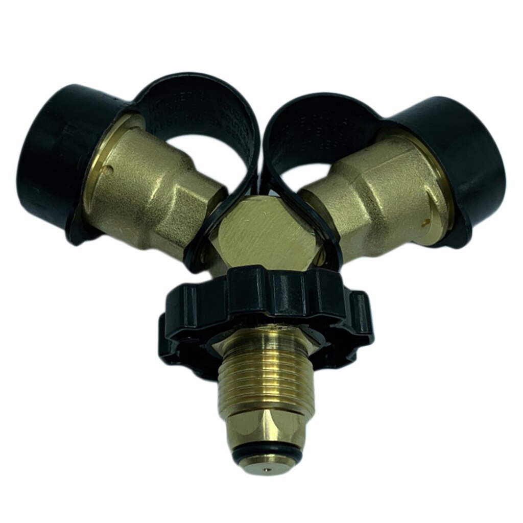 2 Way Tee Y Adapter Solid Brass Connector for All BBQ Gas Grill Tanks Heater