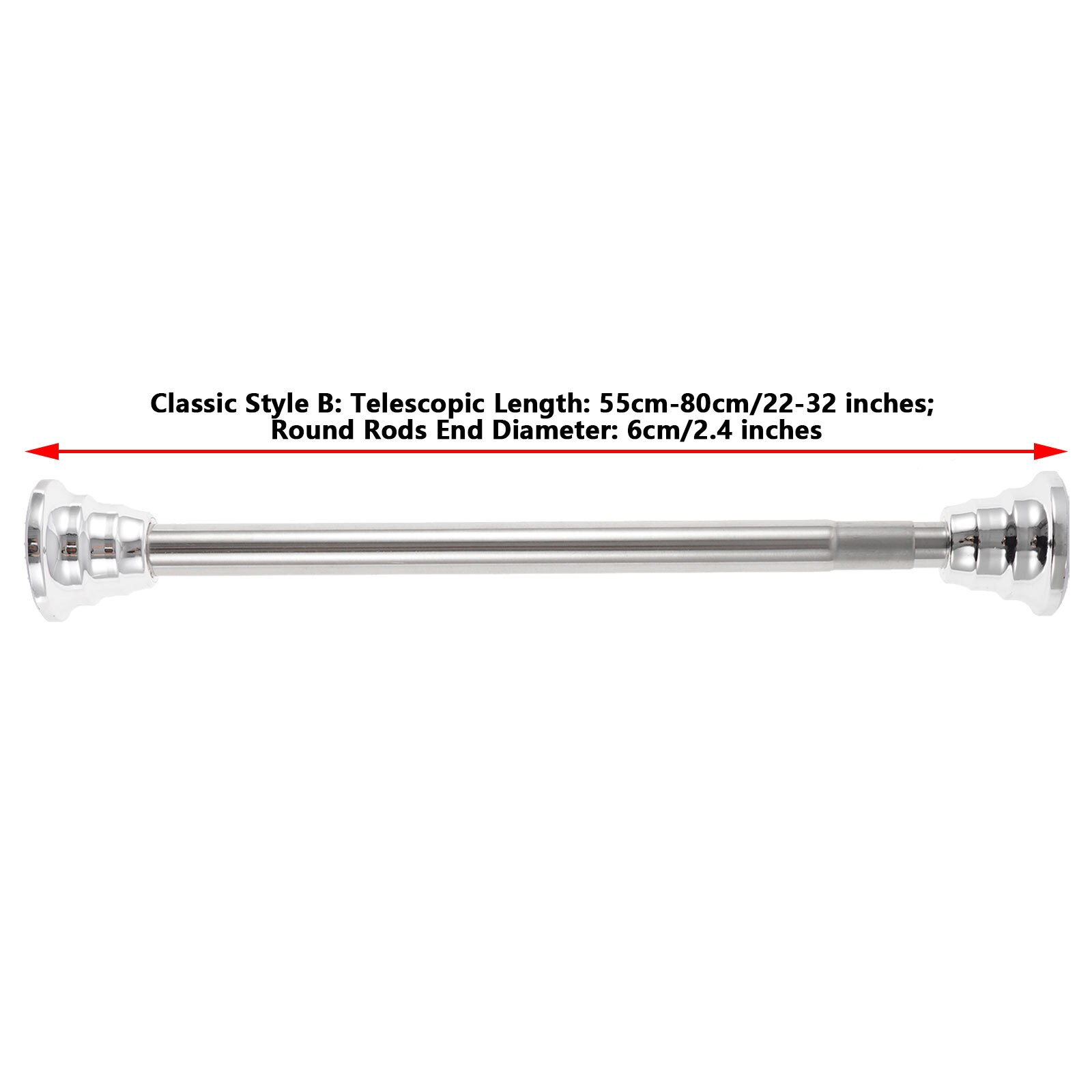 Bathroom Shower Rod Stainless Steel Clothes Hanging Drying Rail Punch-Free Curtain Telescopic Bar Reusable Balcony Expansion Rod: Silver Classic 50mm