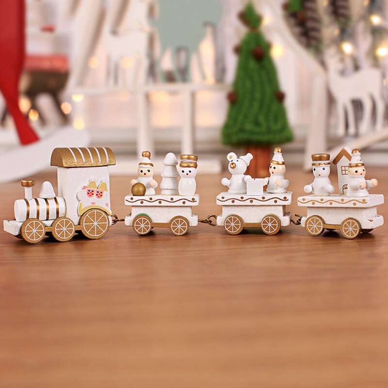 Træ juletog mini jul rekvisitter børnehaven juledekoration festival dekorativ