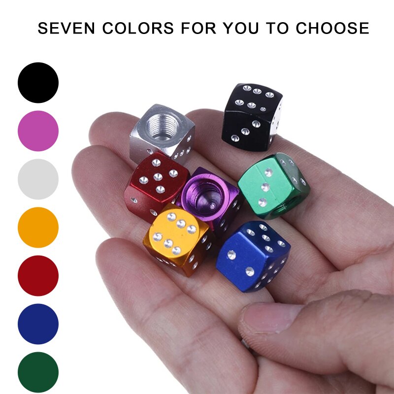 4Pcs/Lot Aluminum Alloy Car-styling AUTO Dice Dust Valve Caps Car Motorcycles Electric Cars Tire Valve Dust Cap Auto Accessories