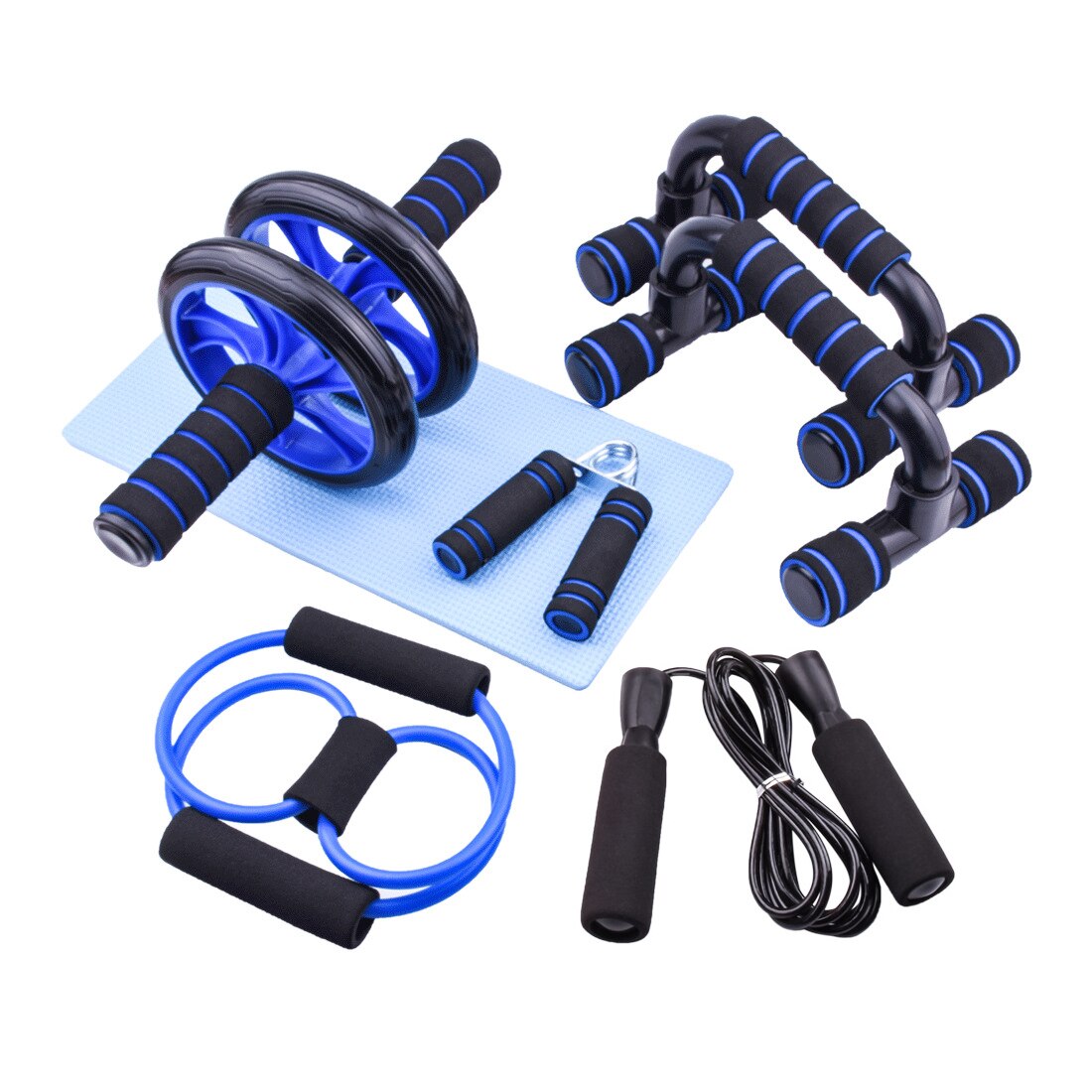 AB Power Wheels Roller Machine Push-up Bar Stand Exercise Rack Workout Home Gym Fitness Equipment Abdominal Muscle Trainer: Blue