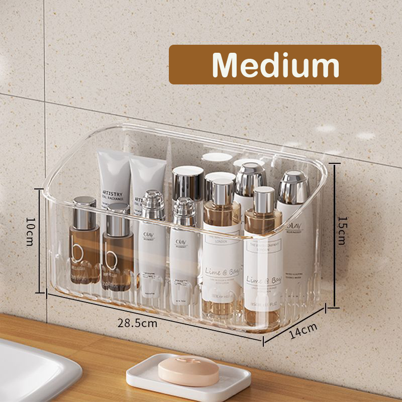 Estante organizador para el baño, soporte transparente para botellas de Gel de ducha montado en la pared, soporte de plástico sin perforación para el hogar, estante para mascotas: Bronce