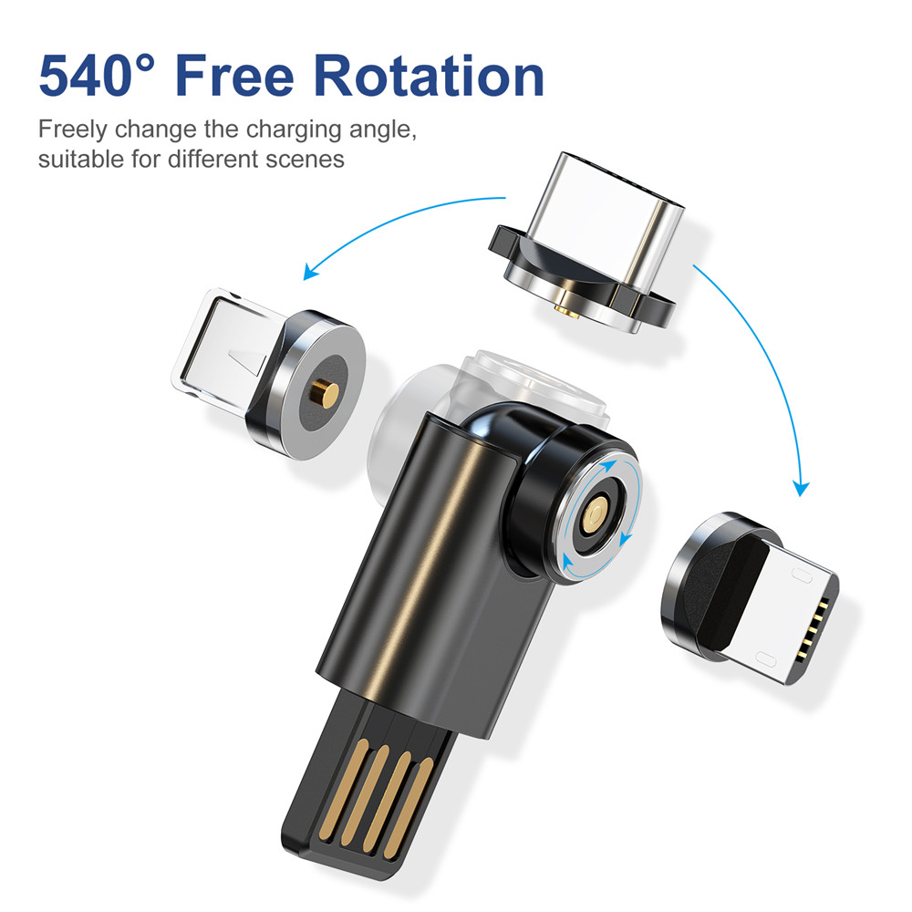 Mini caricabatterie magnetico per Huawei Xiaomi Samsung POCO cavo cavo di ricarica magnetico USB 540 adattatore per caricabatterie Micro tipo C rotante