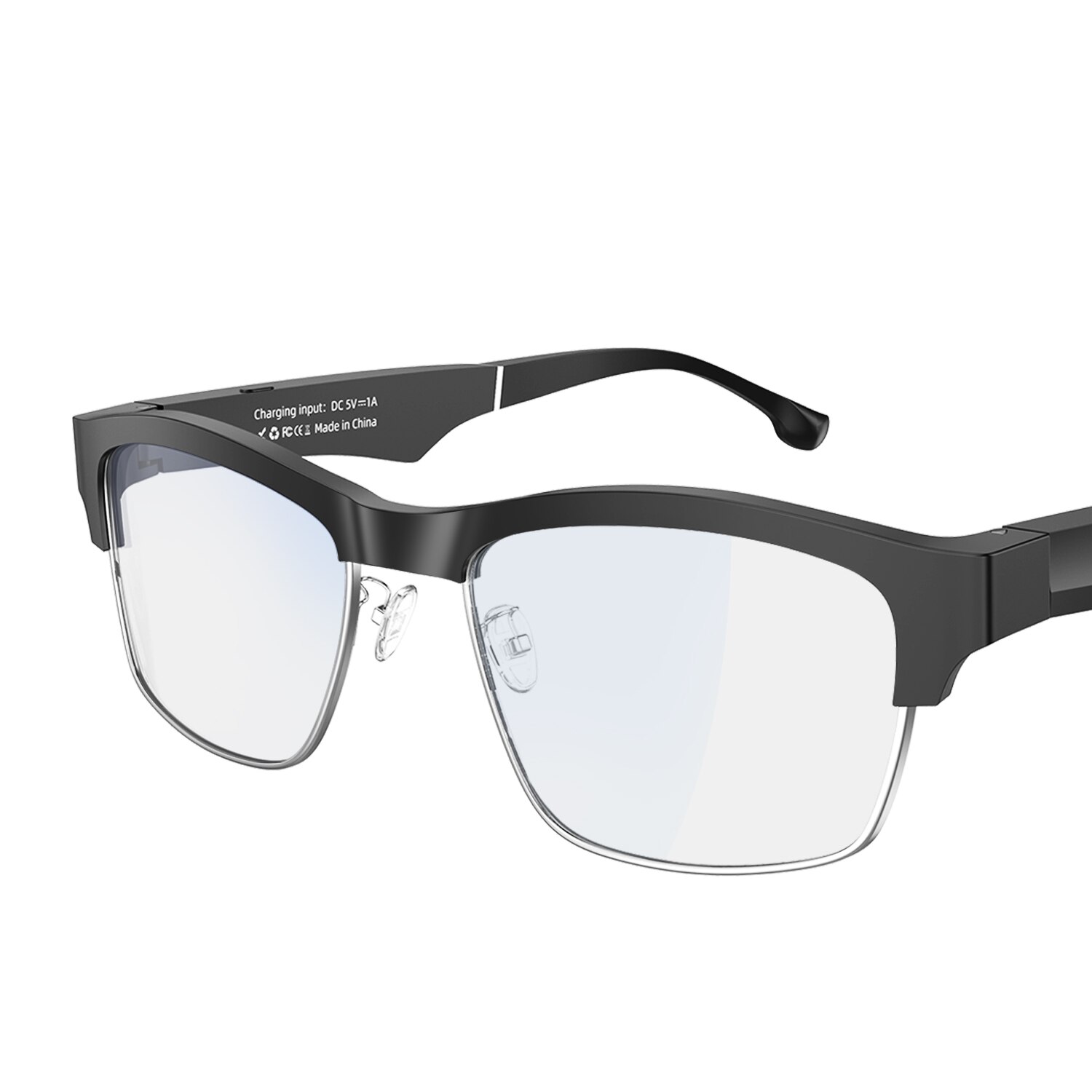 Gafas deportivas con micrófono y Bluetooth para escuchar música, con manos libres y luz azul, impermeables: 01Black Silver