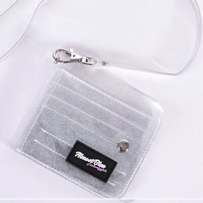 Genomskinlig id-korthållare pvc vikbar kort plånbok högklassig kvinnor flicka glitter visitkort fodral handväska med snodd: 1