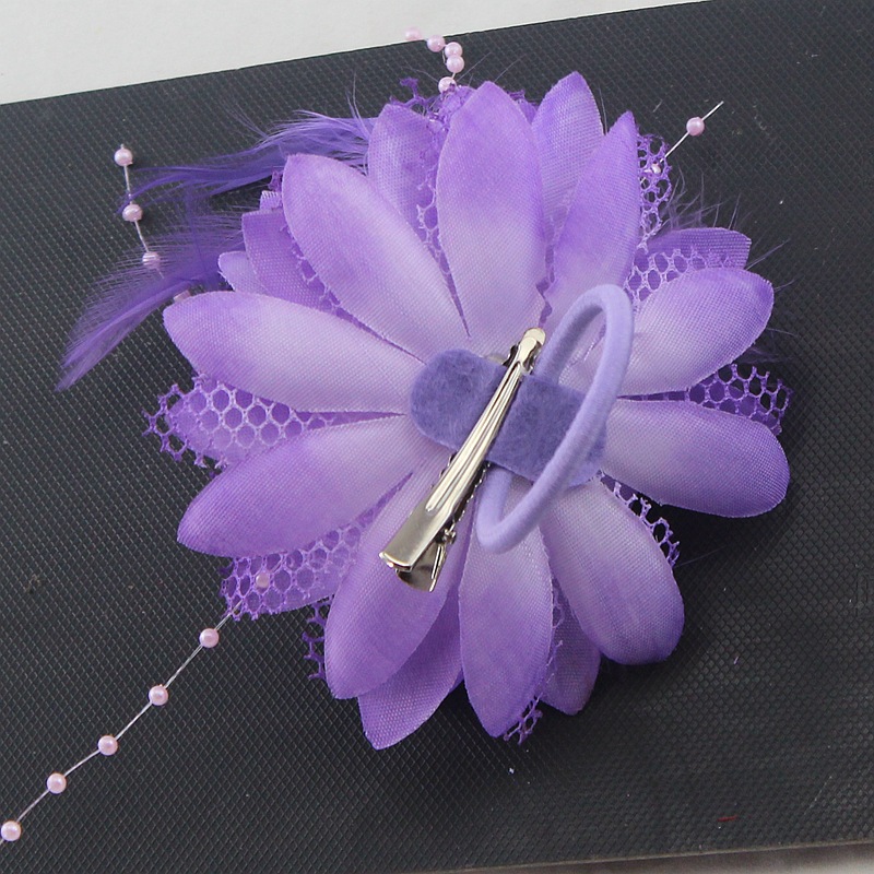 Bridal Feather Hair Clip Flower Ribbon Bead Corsage Hairpin For Women Wedding Hair Accessories Marrige Tiaras Dress Head Jewelry