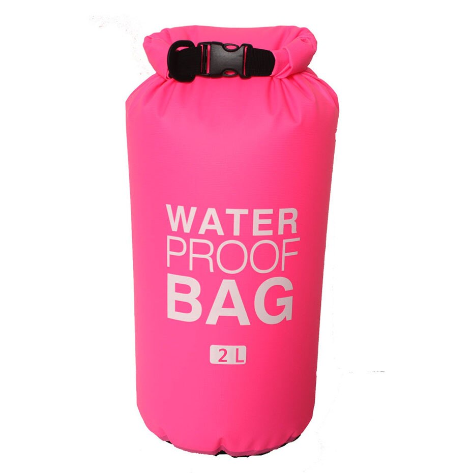 MARJAQE Camping hiking PVC waterbag waterproof bag Camping Dry Bags Outdoor Traveling Ultralight Rafting Bag waterproof box 2L: pink 2L