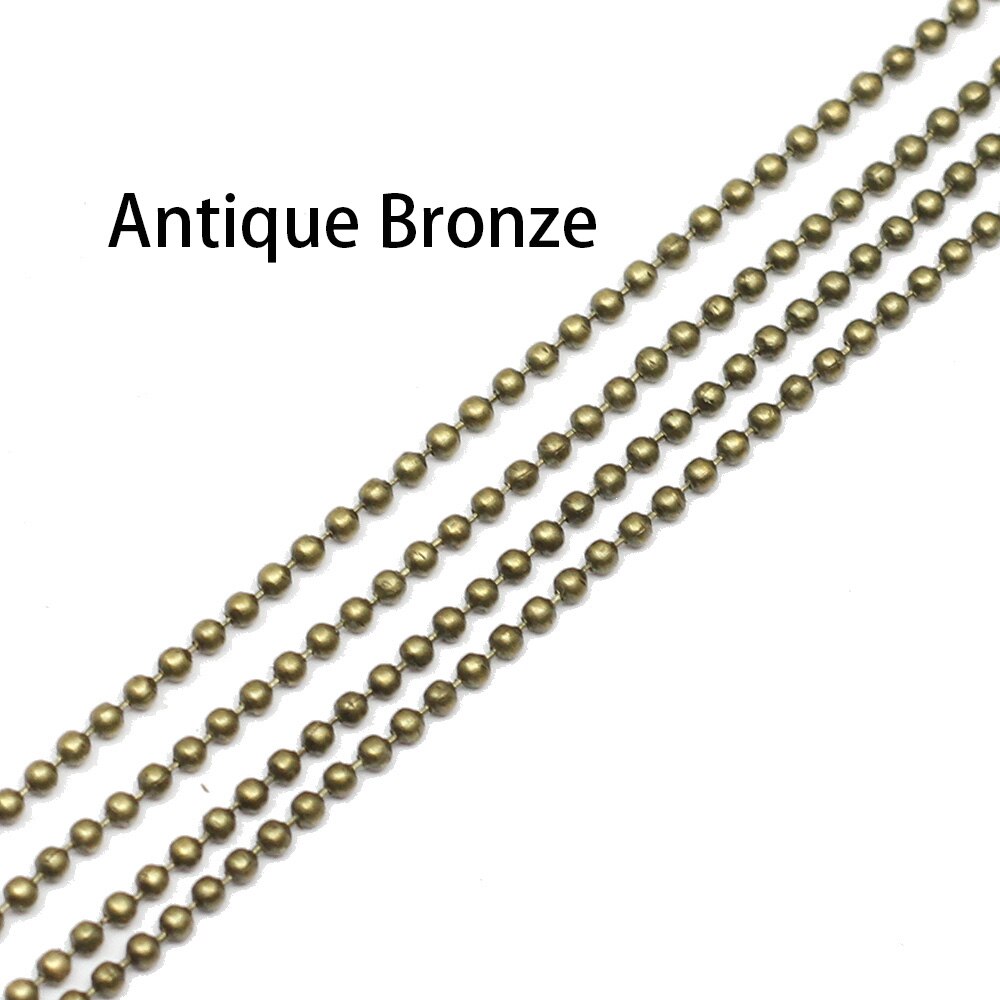 5 m/lote de cadenas de cuentas de bolas de Metal de Color dorado, negro y bronce, 1,2 1,5, 2mm para collares DIY, accesorios para hacer joyas: L / Verde