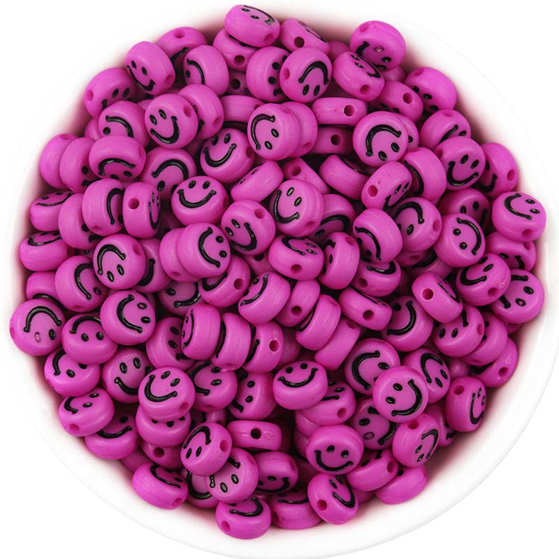 100 Stück 7 x 4 mm bunte lächelnde Gesicht Buchstaben Acryl verlieren Distanzperlen für Schmuckherstellung DIY Armbinde Zubehör: Gold