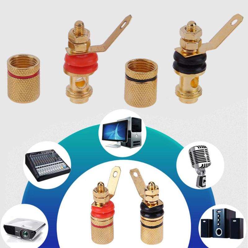 2pcs Gold Plated Speaker Binding Posts Terminal 4mm Sockets for Banana Plug gold-plated alloy Speaker Binding Posts for speaker