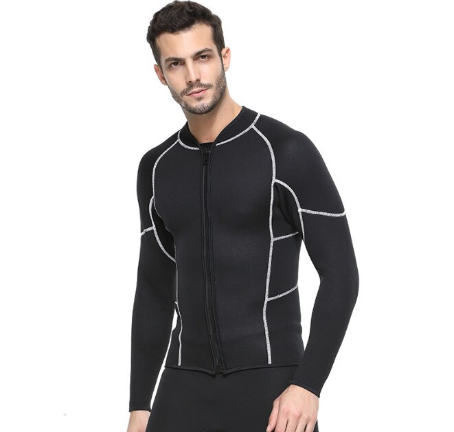 SBART Mannen 3MM Neopreen Wetsuit Tops Heren Zwemmen Surf Shirts Lange Mouwen Winter Warm Snorkelen Duik Wetsuits Jas