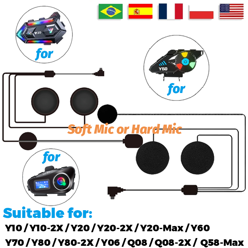 Headphone Only Suitable For Y10/Y10-2X/Y20/Y20-2X/Y20-Max/Y60/Y70/Y80/Y80-2X/Y06/Q08/Q08-2X/ Q58-Max Motorcycle Helmet Headset