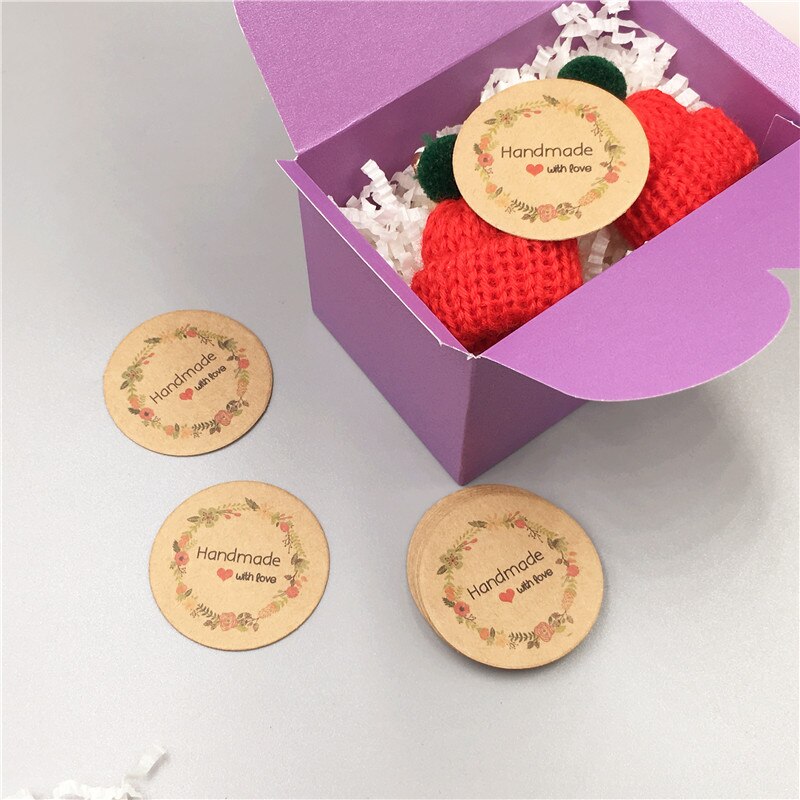Etiquetas de papel Kraft colgantes para zapatos, suministros de , etiqueta de precio reciclable, de forma redonda multicolor, 300 unids/lote