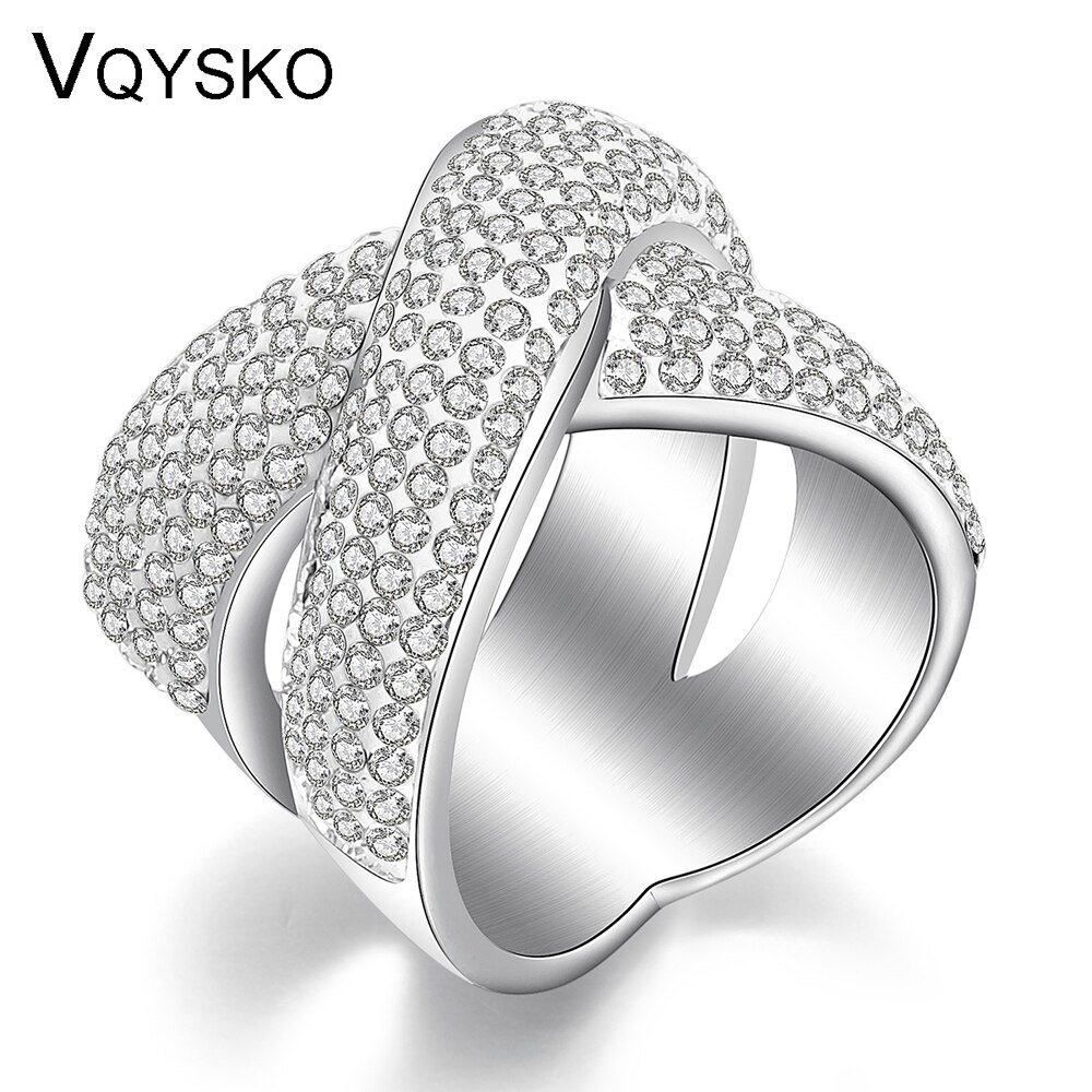 Moda jóias cruz anel com cristal pavimentado na moda de aço inoxidável cristais austríacos womens anéis para festa presente
