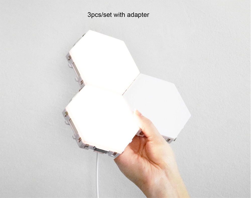 Nueva iluminación sensible al tacto colorida lámpara cuántica Modular luces de noche LED lámparas de montaje magnético Hexagonal decoración de pared Lampara: 3pcs set White