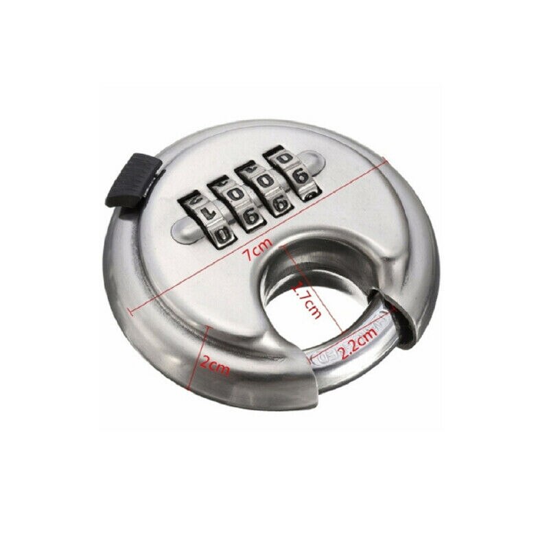 Round Padlock Large 4 Digital Combination Disc Stainless Steel Keyless Lock Security Round Lock: Default Title