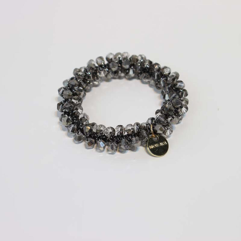 Anneaux de cheveux en perles de cristal pour femmes, attaches de perles, supports de queue de cheval, accessoires pour cheveux, bande élastique pour cheveux, chouchous pour filles, bracelet: Gris foncé
