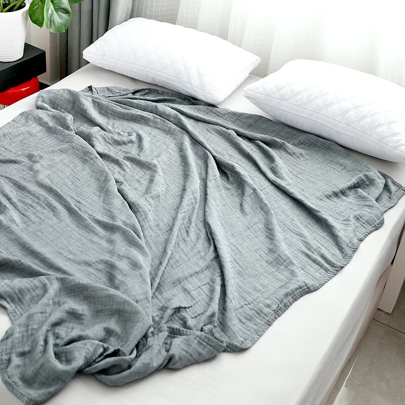 Toalla de gasa de algodón de 3 capas, manta de verano de muselina de algodón para cama, colcha suave para adultos y niños en el sofá de la cama
