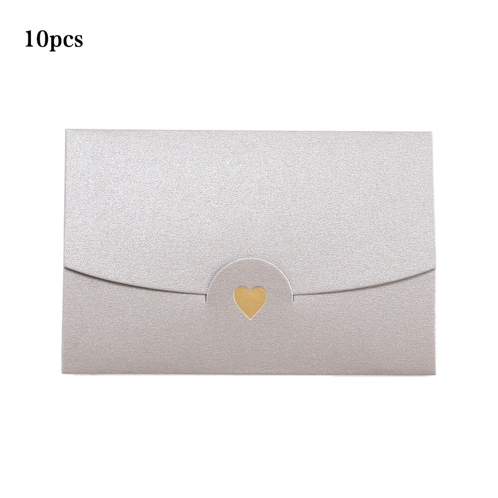 (10 pièces/lot) 10.5*7CM petite carte de voeux nom carte enveloppe estampage à amour nacré papier Mini enveloppes: Grey