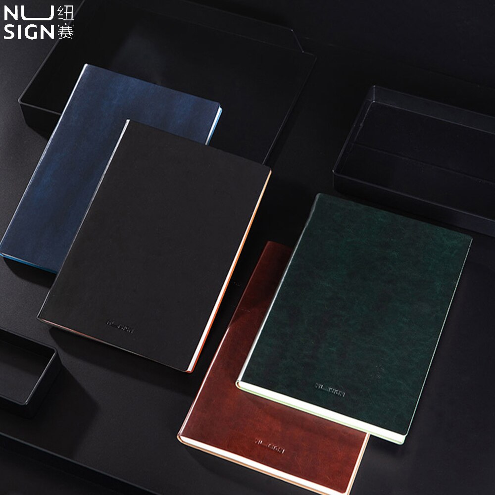 Nusign A5/B5 Sizes Soft Face Leather Notebook High-end Office Business Notebook Leather Face Stationery Bookmark Ribbon