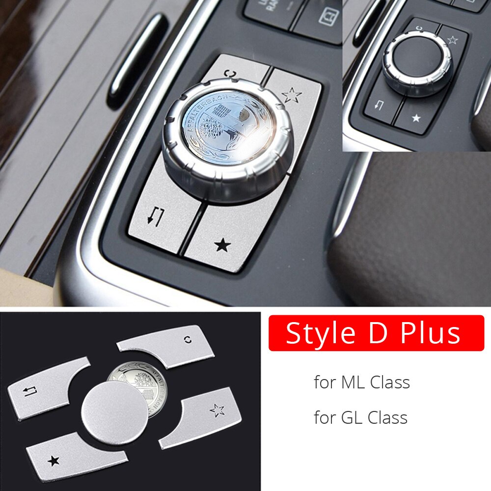Botões botão do carro multimídia guarnição emblema capa adesivo para benz ml gl classe para benz acessórios: Style D Plus