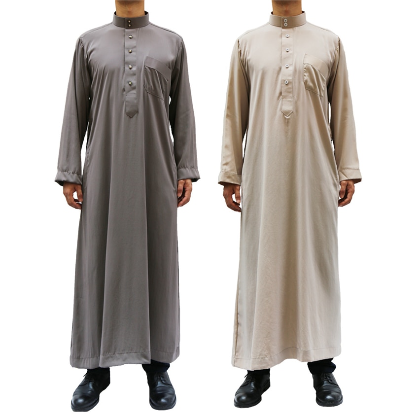 Adult Abaya Muslim Man Islamic Clothing Jubba Thobe Kurta Pakistan Evening Dress Arabic Traditional Ramadan Long Sleeve Robes