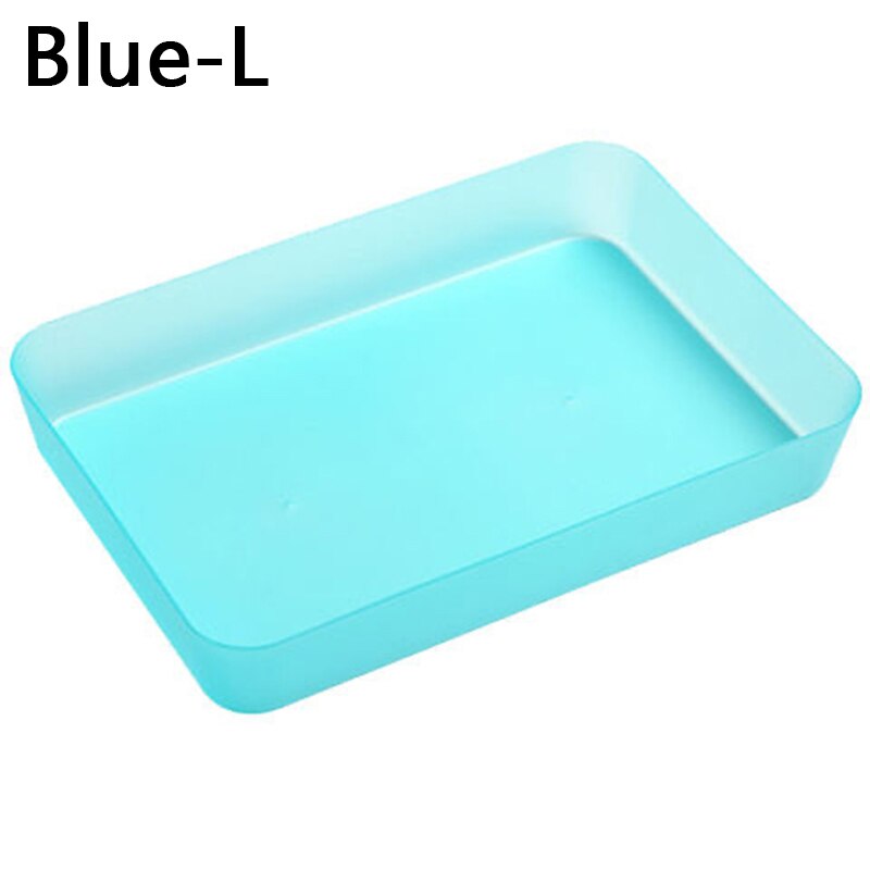 Storage Drawers Plastic Storage Organizer Drawers For Makeup Clothes Tableware Organizer Box Kitchen Desktop Organizer: Blue-L